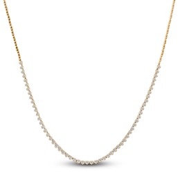 Diamond Necklace 3 ct tw Round 14K Yellow Gold 17"