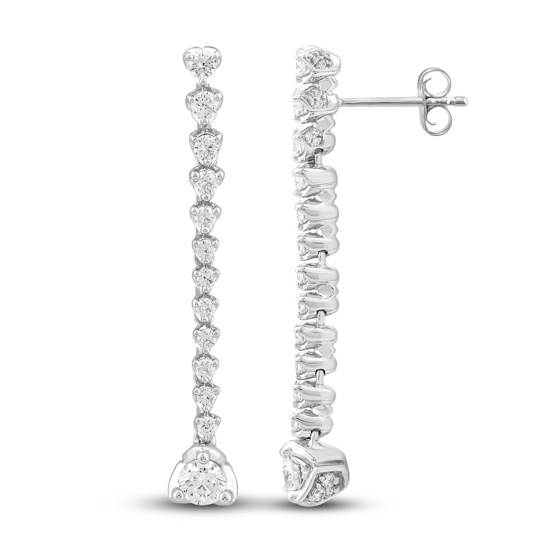 Diamond Graduated Dangle Earrings 1-1/2 ct tw Round 14K White Gold