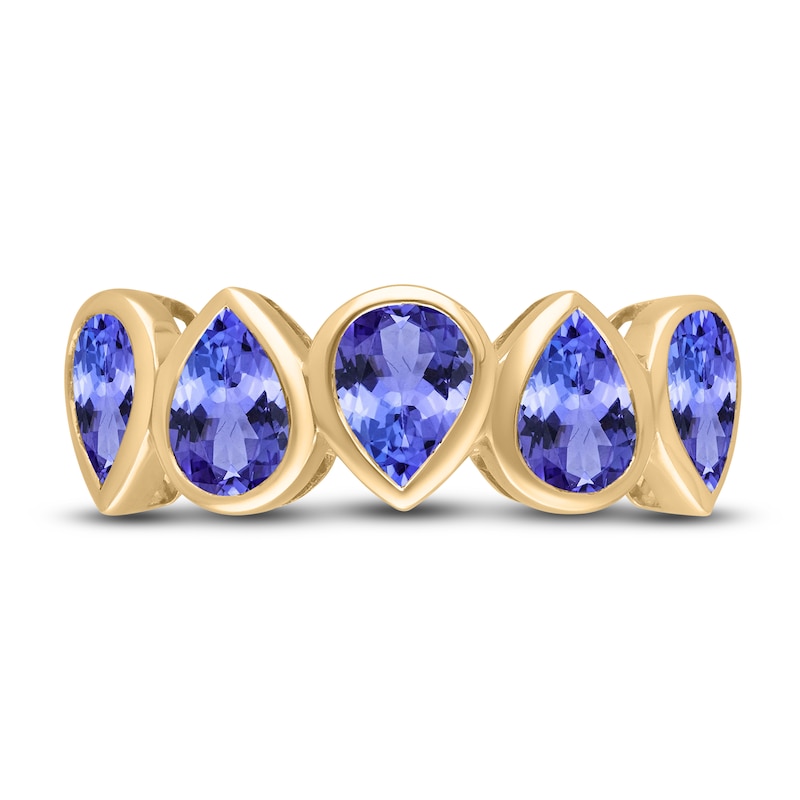 Main Image 3 of Kallati Pear-Shaped Natural Tanzanite Ring 14K Yellow Gold