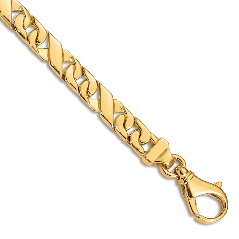 Men's High-Polish Link Bracelet 14K Yellow Gold 8"