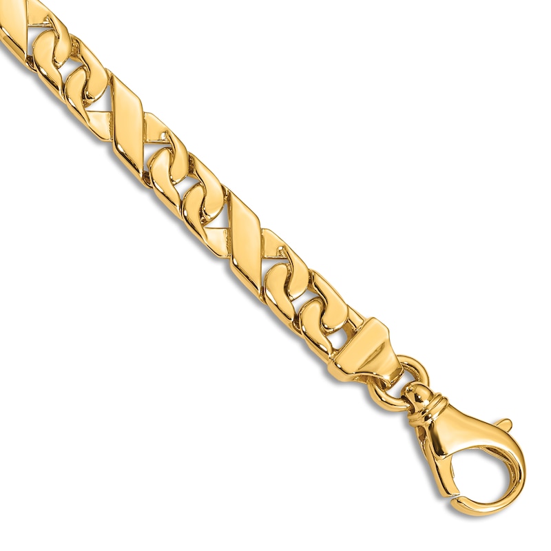 Main Image 1 of Men's Solid High-Polish Link Bracelet 14K Yellow Gold 8"