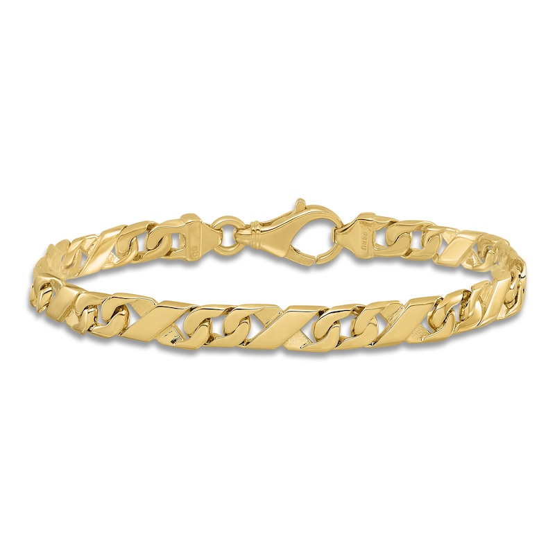 Main Image 3 of Men's Solid High-Polish Link Bracelet 14K Yellow Gold 8"
