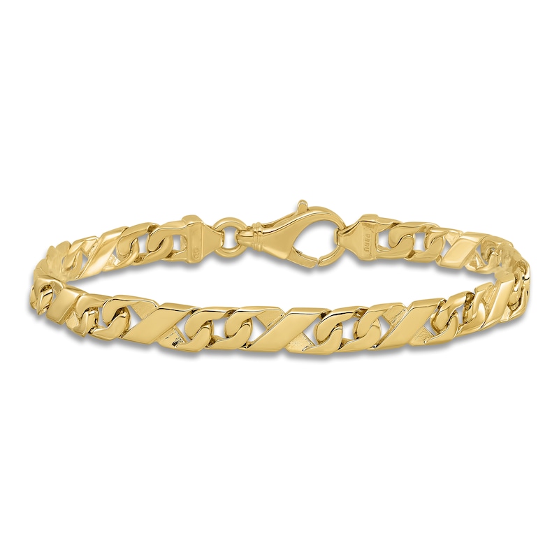 Men's Solid High-Polish Link Bracelet 14K Yellow Gold 8"