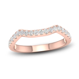Diamond Contour Wedding Band 1/3 ct tw Round 14K Rose Gold