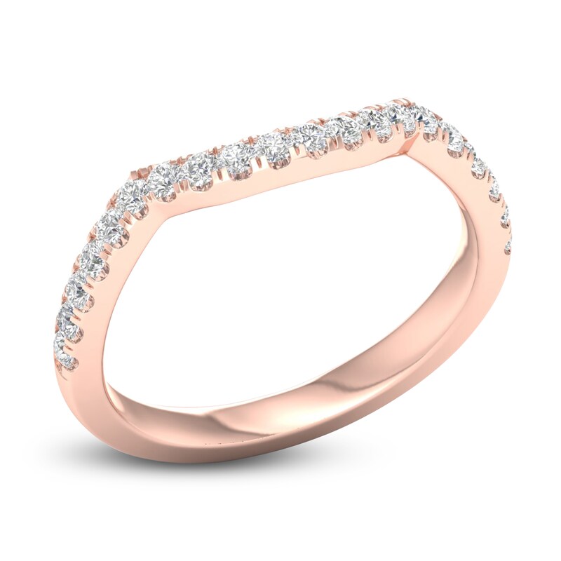 Main Image 2 of Diamond Contour Wedding Band 1/3 ct tw Round 14K Rose Gold