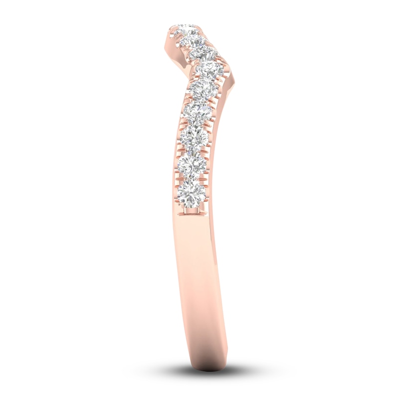 Main Image 3 of Diamond Contour Wedding Band 1/3 ct tw Round 14K Rose Gold