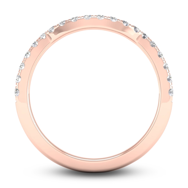 Main Image 4 of Diamond Contour Wedding Band 1/3 ct tw Round 14K Rose Gold