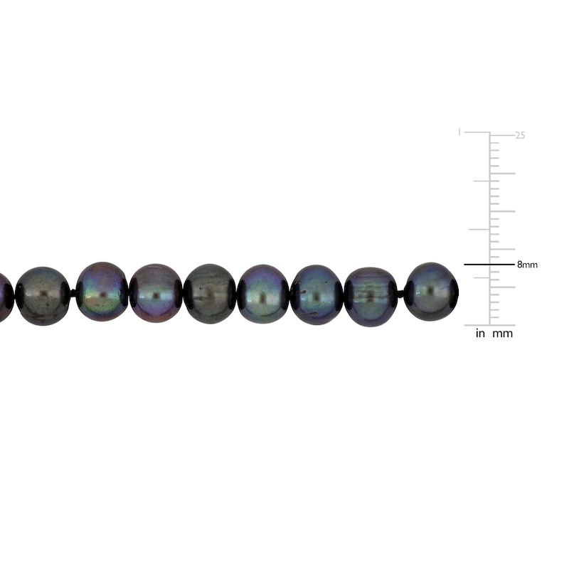 Main Image 3 of Men's Black Freshwater Cultured Pearl Necklace Sterling Silver 20"