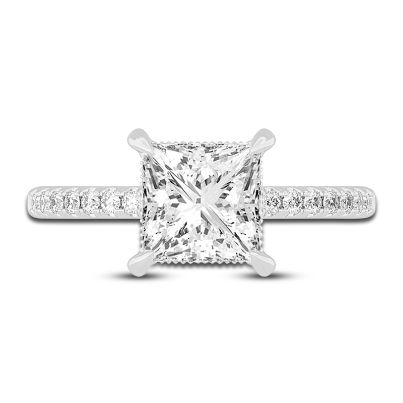 Main Image 3 of Lab-Grown Diamond Engagement Ring 2-1/4 ct tw Princess/Round 14K White Gold