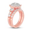 Thumbnail Image 2 of Diamond Halo Bridal Set 2 ct tw Round/Baguette 14K Rose Gold