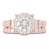 Thumbnail Image 3 of Diamond Halo Bridal Set 2 ct tw Round/Baguette 14K Rose Gold