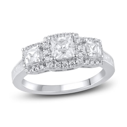 Diamond Engagement Ring 1-1/4 ct tw Princess/Round 14K White Gold