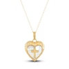 Thumbnail Image 1 of Heart & Cross Locket Necklace 14K Yellow Gold 13"