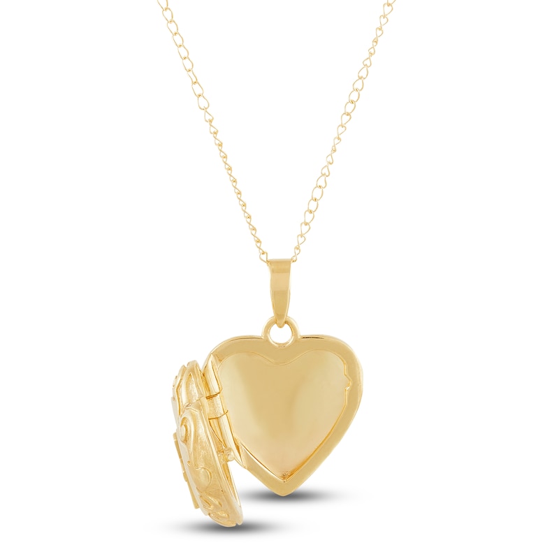 Main Image 4 of Heart & Cross Locket Necklace 14K Yellow Gold 13"