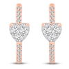 Thumbnail Image 1 of Diamond Heart Hoop Earrings 1/2 ct tw Round 14K Rose Gold