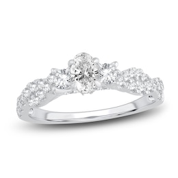 Diamond Twist Engagement Ring 1 ct tw Oval/Round 14K White Gold