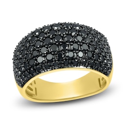 Black Diamond Ring 2 ct tw Round 14K Yellow Gold