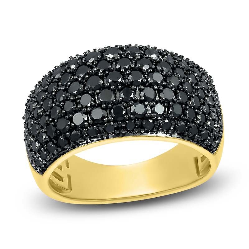 Black Diamond Ring 2 ct tw Round 14K Yellow Gold