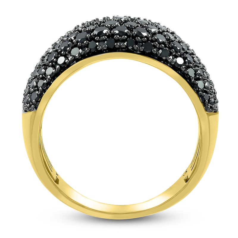 Black Diamond Ring 2 ct tw Round 14K Yellow Gold