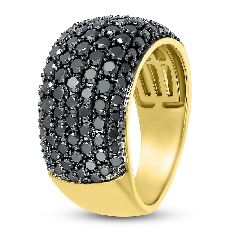 Black Diamond Ring 2 ct tw Round 14K Yellow Gold