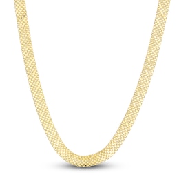 Hollow Multi-Row Bismark Chain Necklace 14K Yellow Gold 16" 7.0mm