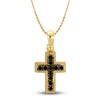 Thumbnail Image 1 of Children's Natural Black Spinel Cross Pendant Necklace 14K Yellow Gold 13"