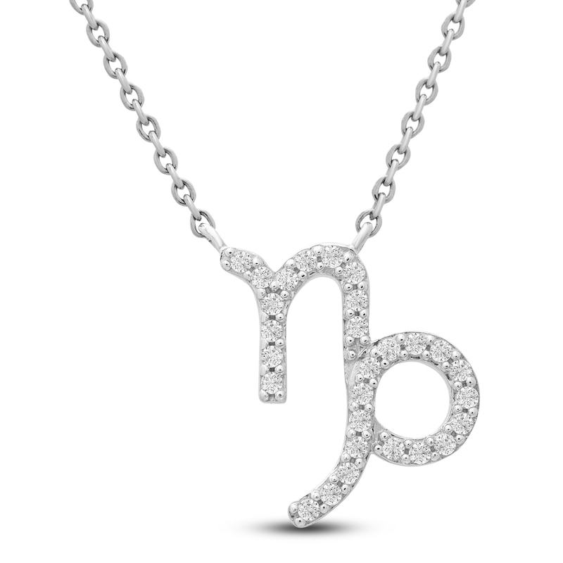 Main Image 1 of Diamond Capricorn Necklace 1/10 ct tw Round 14K White Gold 16.75"