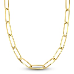 High-Polish Oval Link Necklace 14K Yellow Gold 24" 7mm