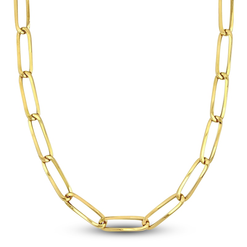 Main Image 1 of High-Polish Oval Link Necklace 14K Yellow Gold 24" 7mm