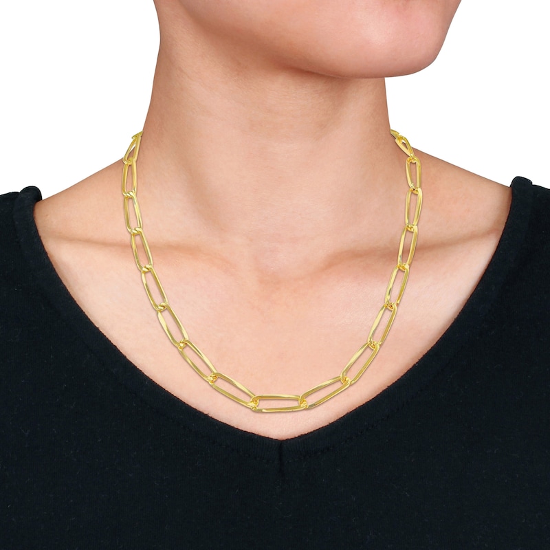 Main Image 4 of High-Polish Oval Link Necklace 14K Yellow Gold 24" 7mm