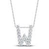 Thumbnail Image 1 of Diamond Letter W Necklace 1/20 ct tw Round 14K White Gold 18"