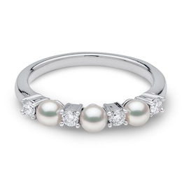 Yoko London Cultured Akoya Pearl Ring 1/5 ct tw Diamonds 18K White Gold