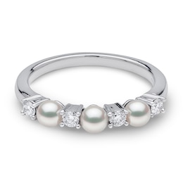 Yoko London Akoya Cultured Pearl Ring 1/5 ct tw Diamonds 18K White Gold