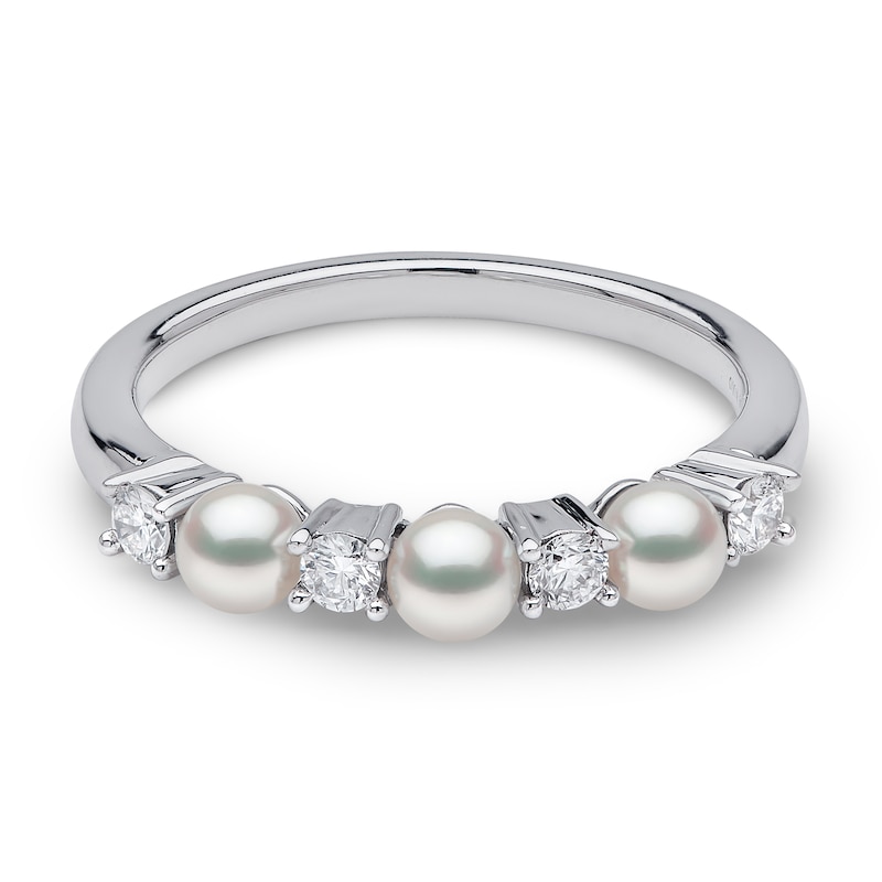 Main Image 1 of Yoko London Akoya Cultured Pearl Ring 1/5 ct tw Diamonds 18K White Gold