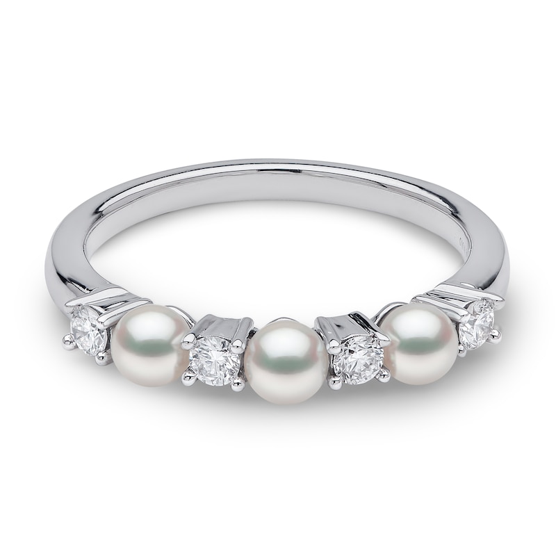 Yoko London Akoya Cultured Pearl Ring 1/5 ct tw Diamonds 18K White Gold