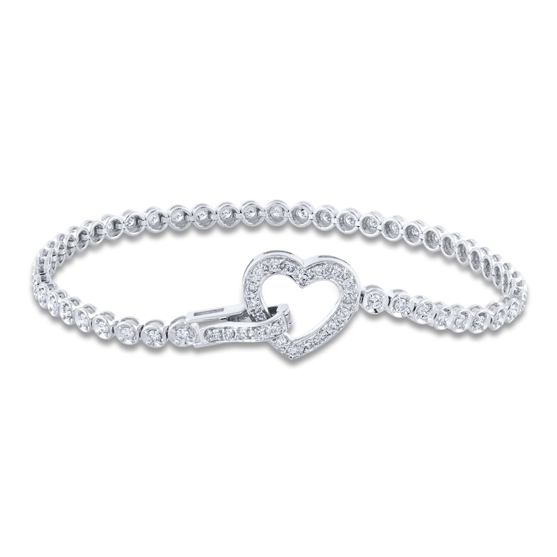 Main Image 1 of Diamond Tennis Bracelet 1-1/4 ct tw Round 14K White Gold 7"