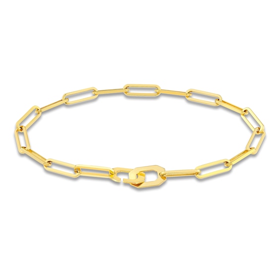 Paperclip Chain Bracelet 14K Yellow Gold 7.25" 3.8mm