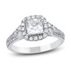 Thumbnail Image 1 of Princess & Round-Cut Diamond Halo Ring 1-1/5 ct tw 14K White Gold