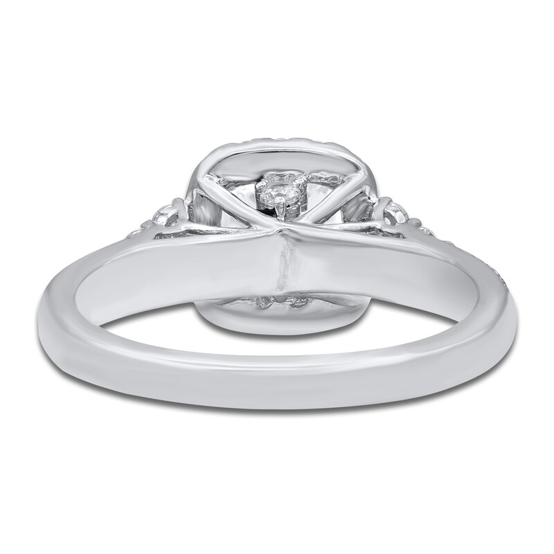 Main Image 3 of Princess & Round-Cut Diamond Halo Ring 1-1/5 ct tw 14K White Gold