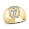 Thumbnail Image 1 of Men's Diamond Cross Ring 1/3 ct tw 14K Yellow Gold