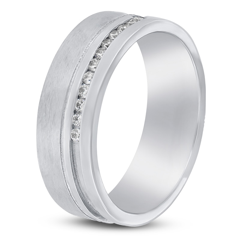 Main Image 2 of Diamond Angled Channel Wedding Band 1/5 ct tw 14K White Gold 6mm