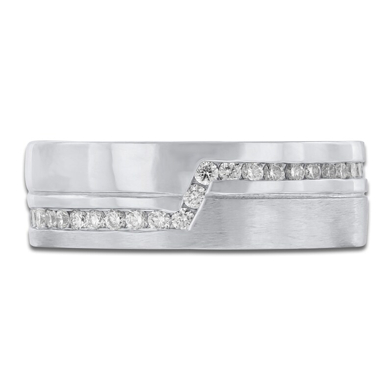 Main Image 3 of Diamond Angled Channel Wedding Band 1/5 ct tw 14K White Gold 6mm