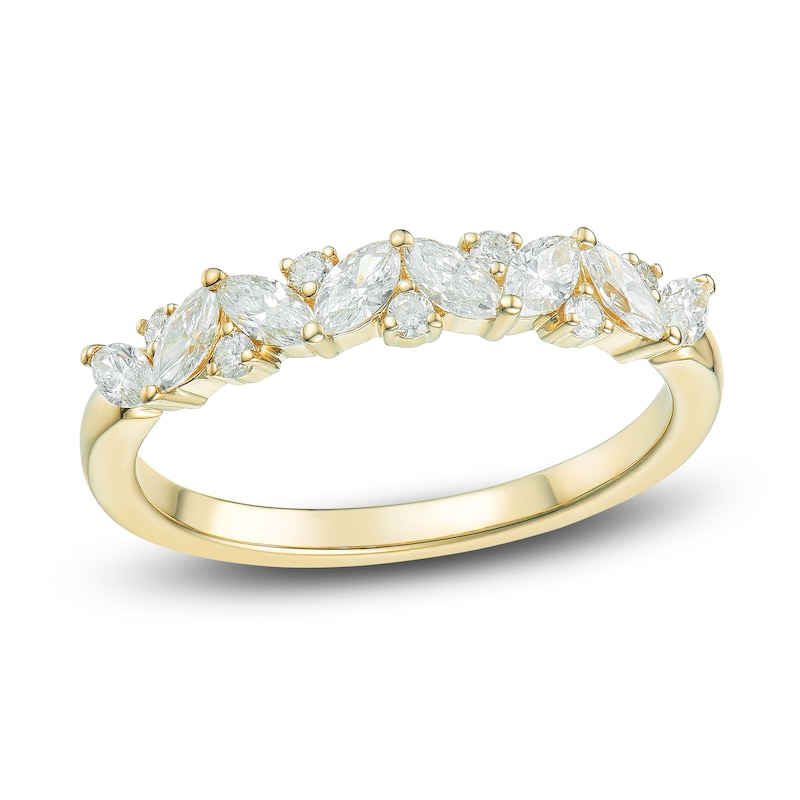 Main Image 1 of Marquise & Round-Cut Diamond Anniversary Band 5/8 ct tw 14K Yellow Gold