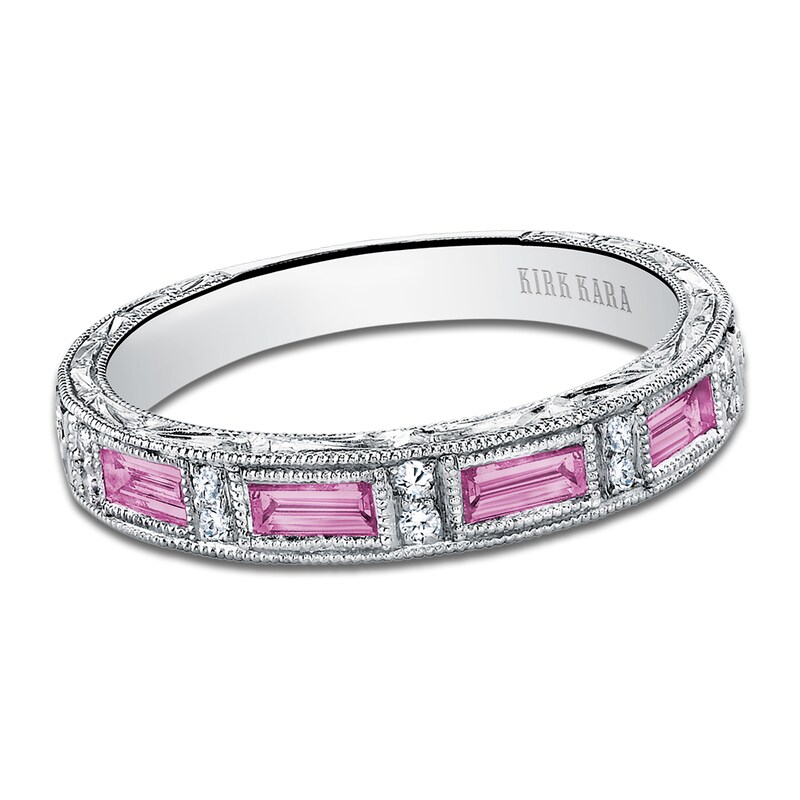 Main Image 1 of Kirk Kara Natural Pink Sapphire & Diamond Wedding Band 1/20 ct tw Platinum