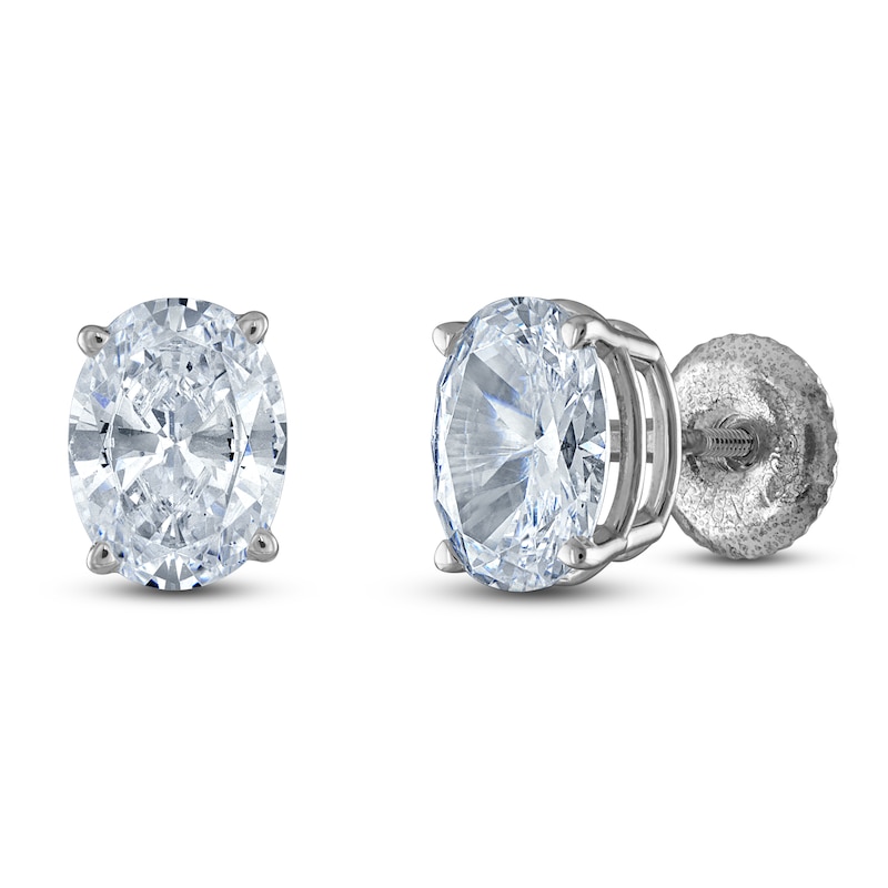 Main Image 2 of Oval-Cut Lab-Grown Diamond Solitaire Stud Earrings 4 ct tw 14K White Gold (F/SI2)