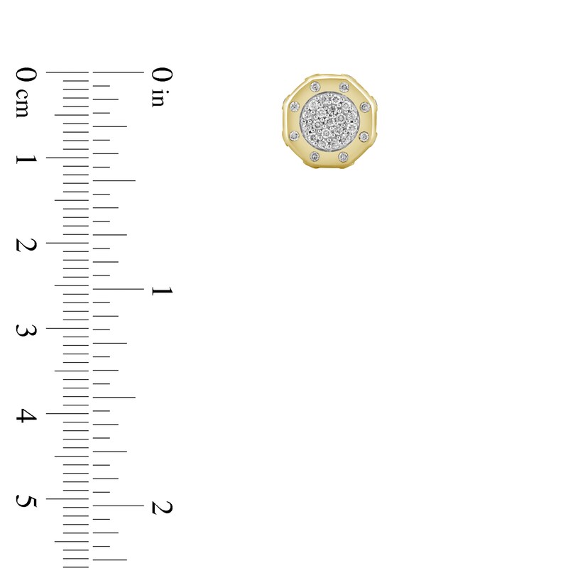 Main Image 2 of Men's Multi-Diamond Pavé Stud Earrings 1/2 ct tw 10K Yellow Gold