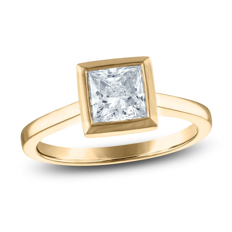 Main Image 1 of Lab-Grown Princess Diamond Solitaire Ring 1-1/2 ct tw 18K Yellow Gold (F/SI2)