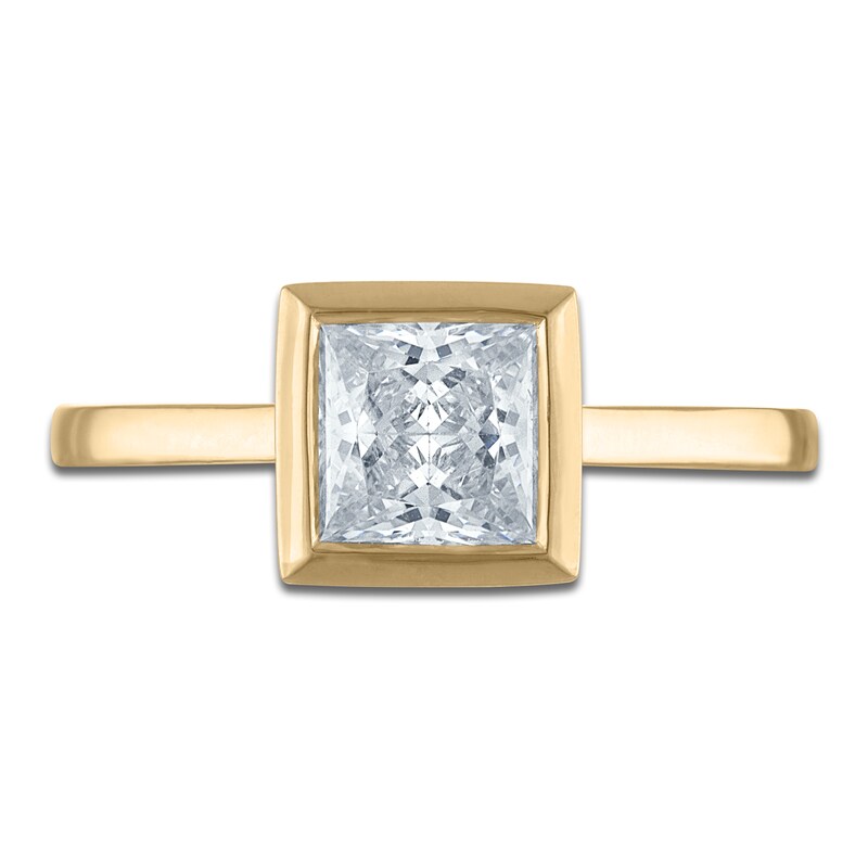Main Image 3 of Lab-Grown Princess Diamond Solitaire Ring 1-1/2 ct tw 18K Yellow Gold (F/SI2)