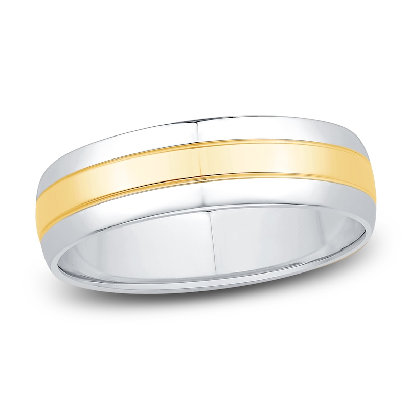 Main Image 1 of Men's Polished Wedding Band 6mm 14K Two-Tone Gold