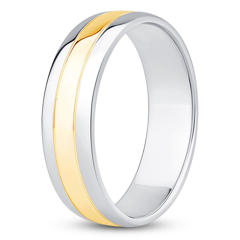 Main Image 2 of Men's Polished Wedding Band 6mm 14K Two-Tone Gold